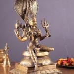 19" Pure Brass Goddess Mariamman Statue - Divine Hindu Protector of Rain, Health & Fertility